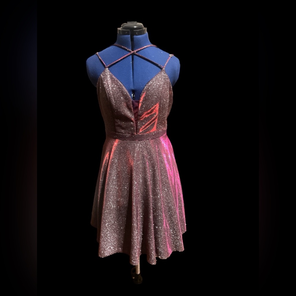 modern short iridescent pink dress